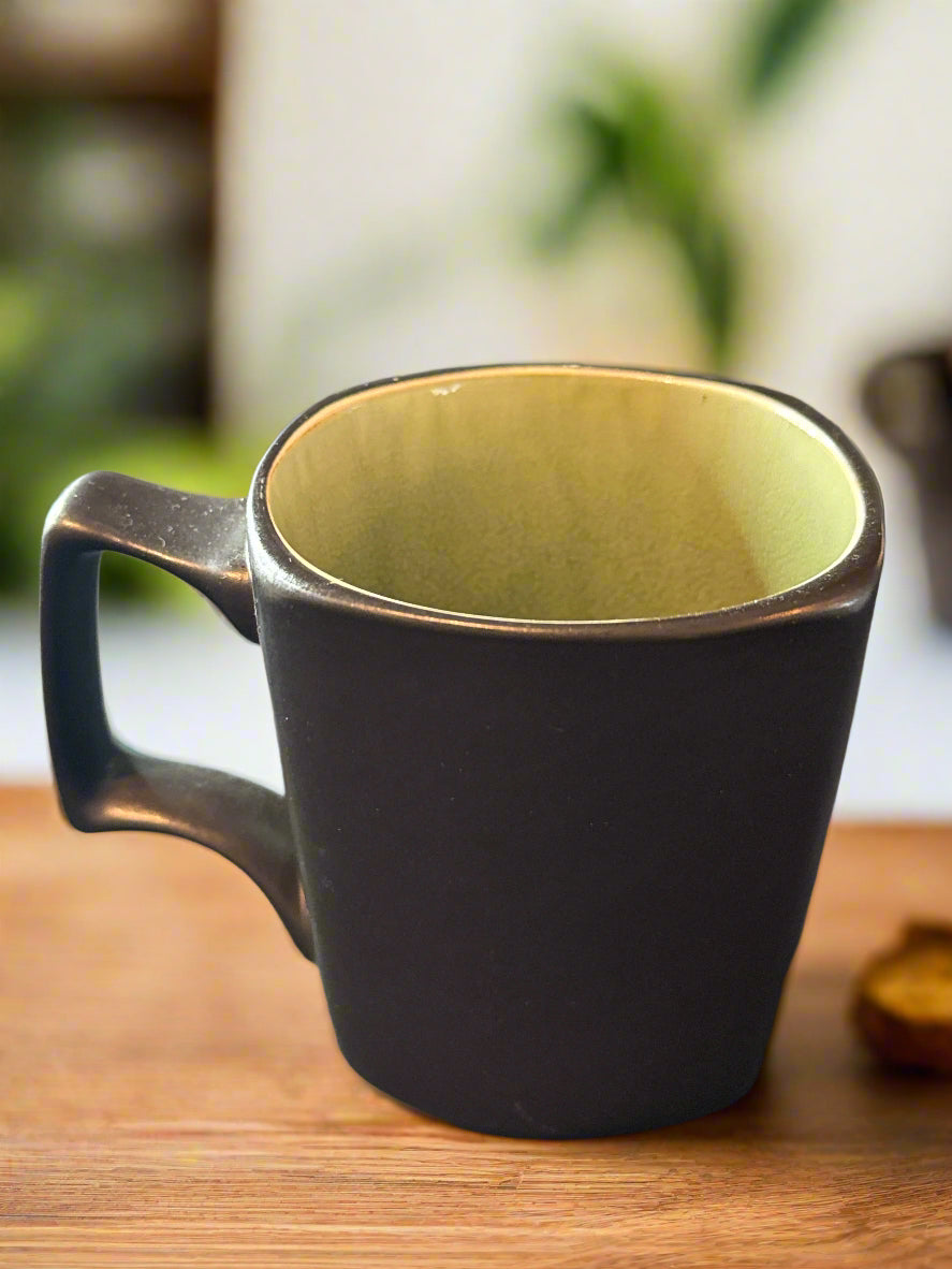 Ty Pennnington Lemon Grass Green Coffee Cup Mug Square 3 7/8" Tall
