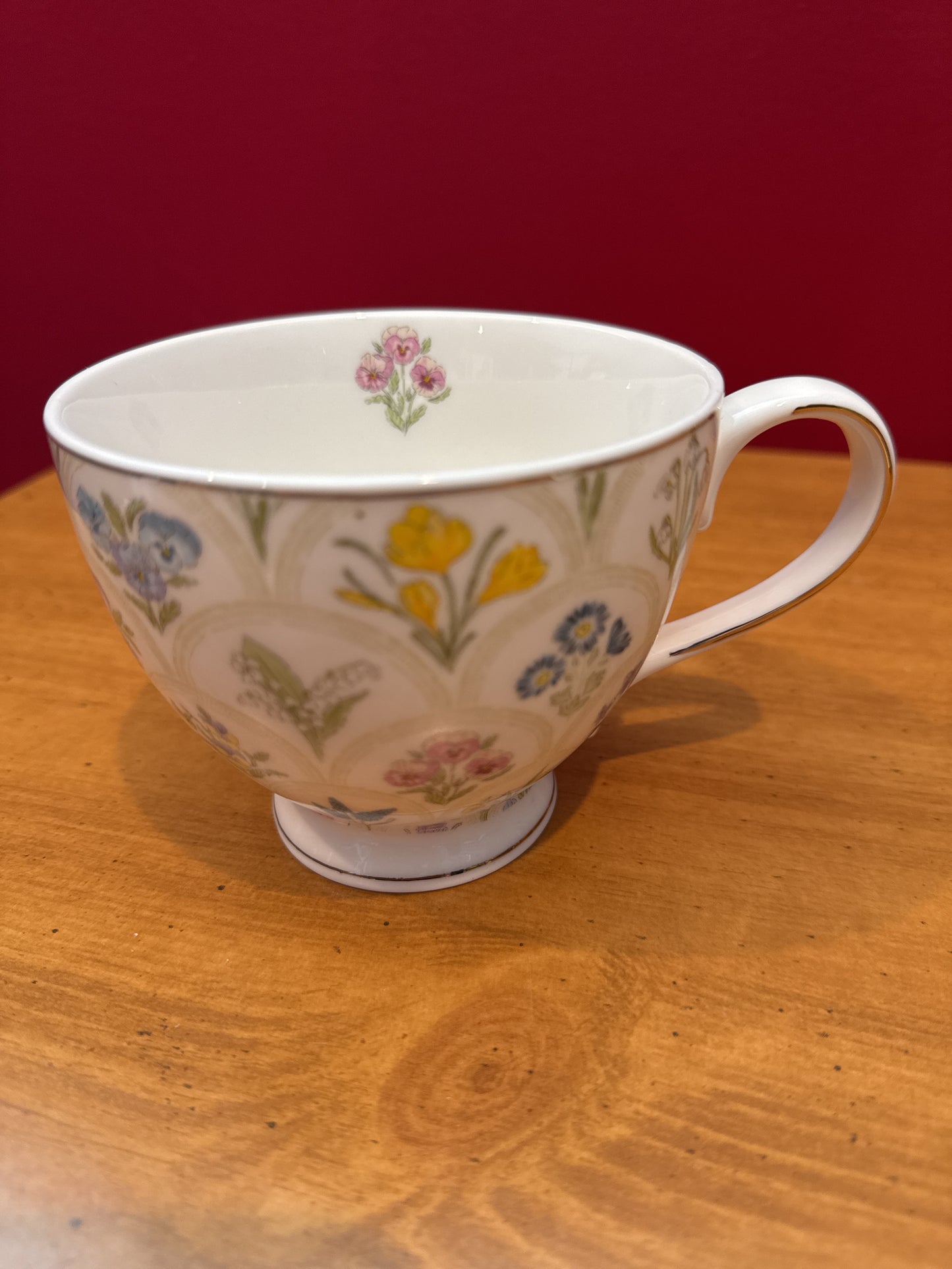 Grace Teaware Floral Footed Tea Coffee Cup 3.5" Tall New