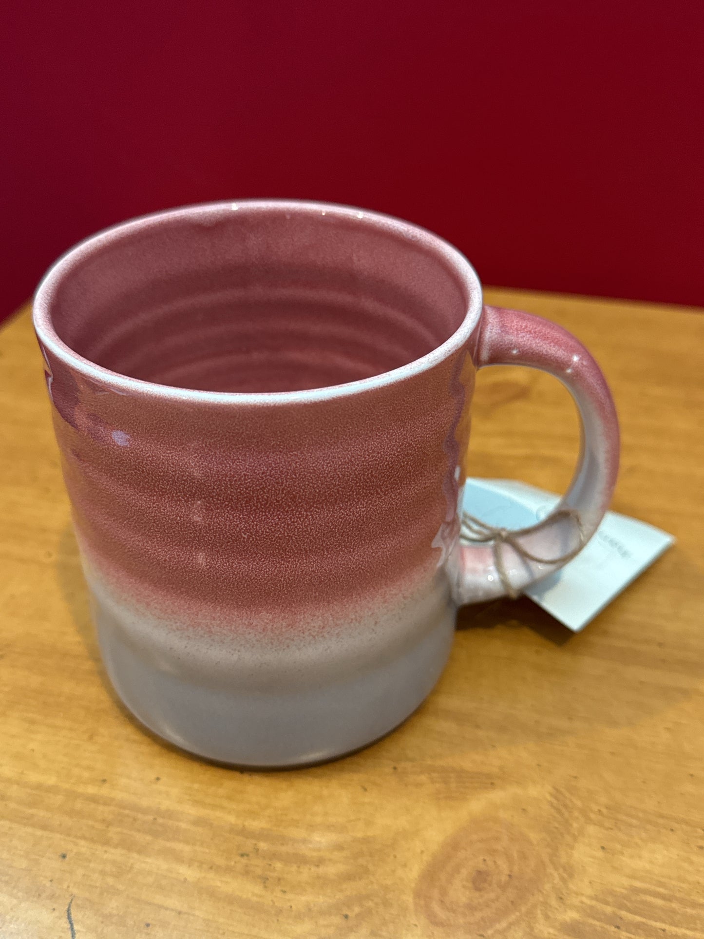 Hand & Earth Pink & Grey Coffee Cup Mug 4.5" Tall New
