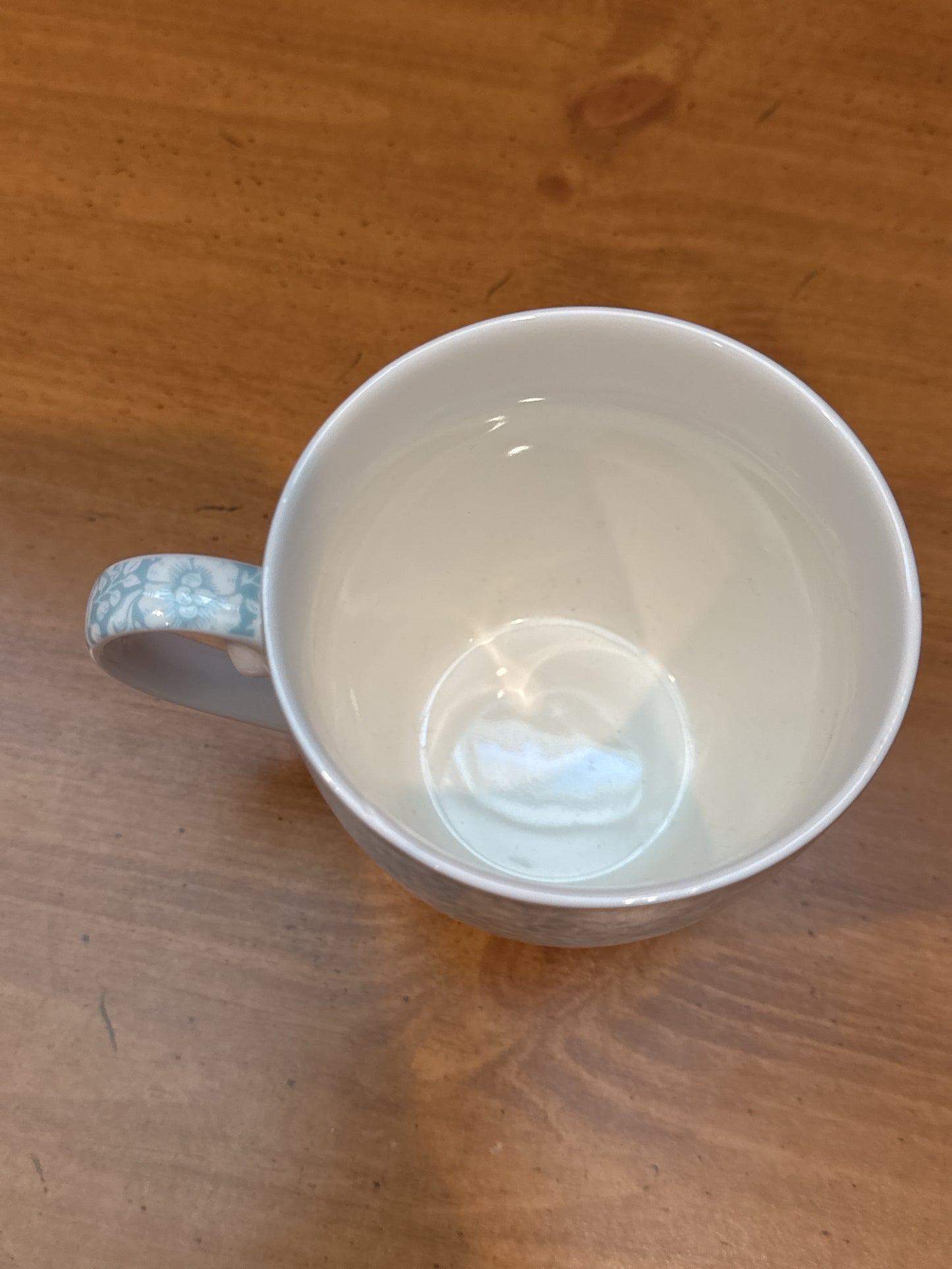 Morris & Company Ceramic Coffee Mug Cup Light Blue & White Floral 4 1/8" Tall New