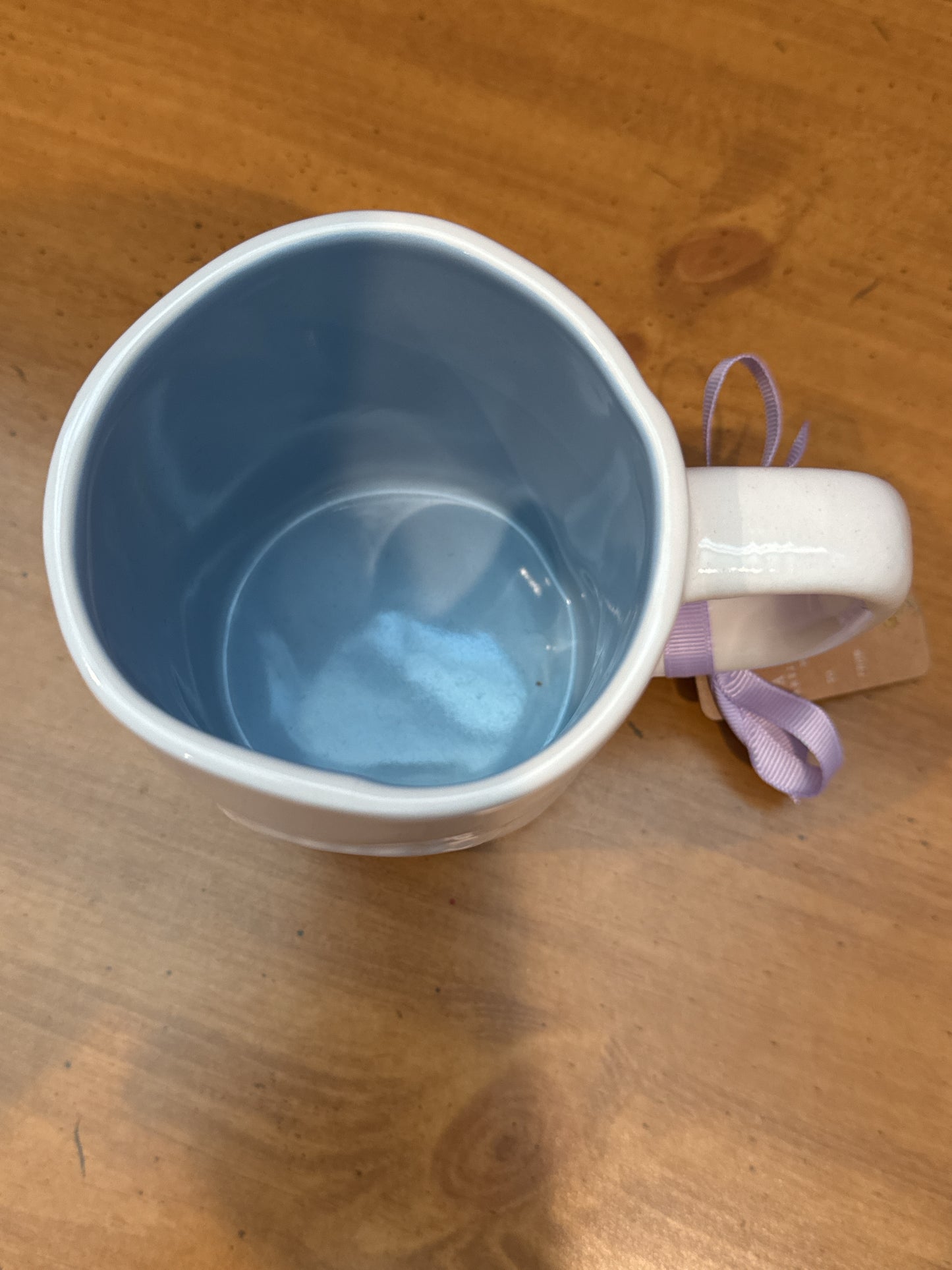 Rae Dunn OH Hello Spring Coffee Cup Mug White w/ Blue Interior 4 7/8" Tall New