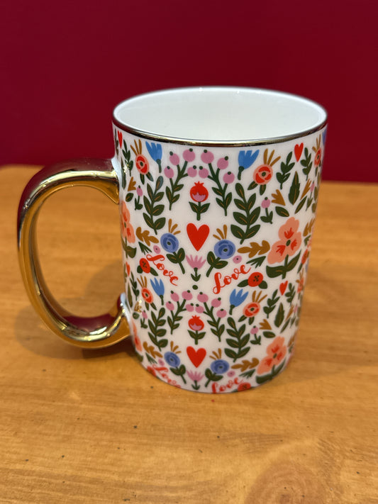 Grace Teaware Floral Coffee Tea Mug Cup Strawberry Fields Porcelain 4.5" Tall New