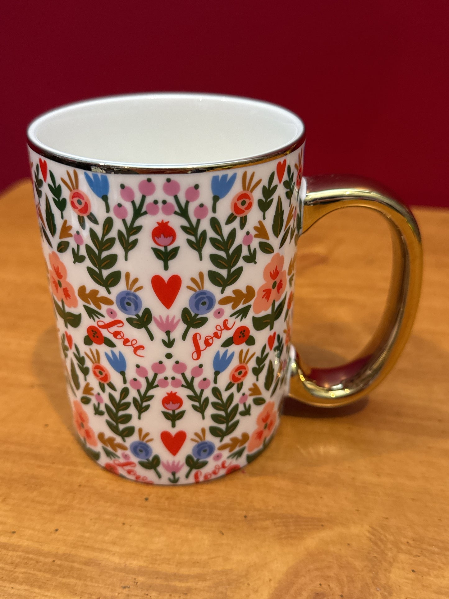 Grace Teaware Floral Coffee Tea Mug Cup Strawberry Fields Porcelain 4.5" Tall New
