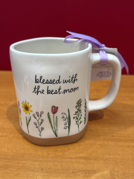Rae Dunn Purple Blessed With The Best Mom Coffee Cup Mug 4 7/8" Tall New
