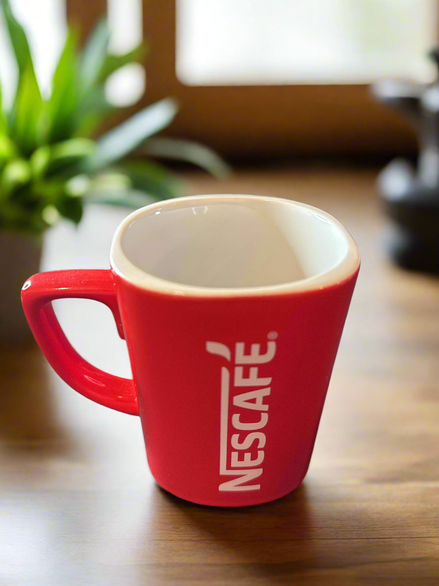 Rare Vintage Nestle NESCAFE Reading Up Red Coffee Mug Cup 12oz 4" Tall