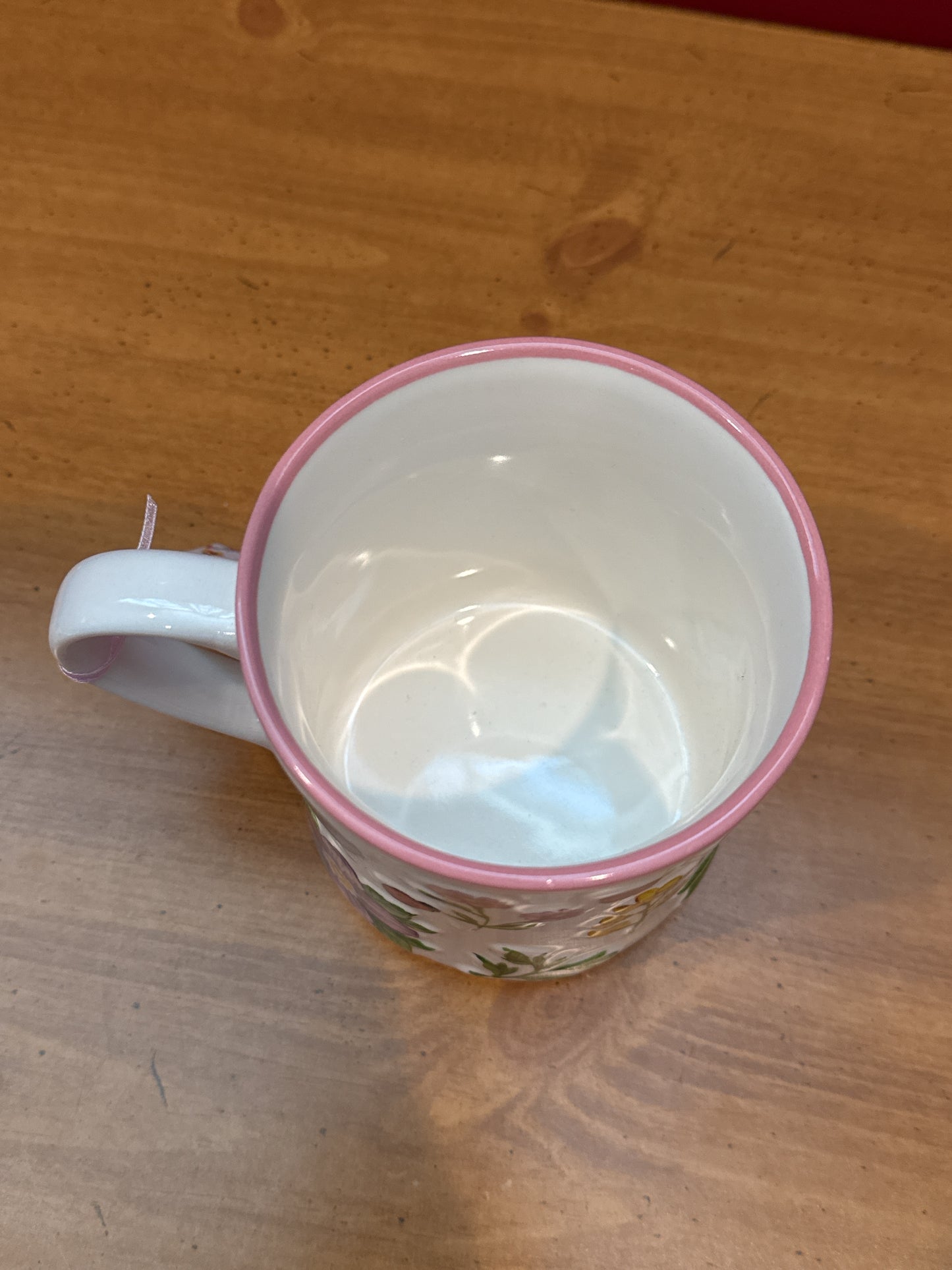 Petal & Pearl Floral Embossed 3D Coffee Cup Mug 4 5/8" Tall New