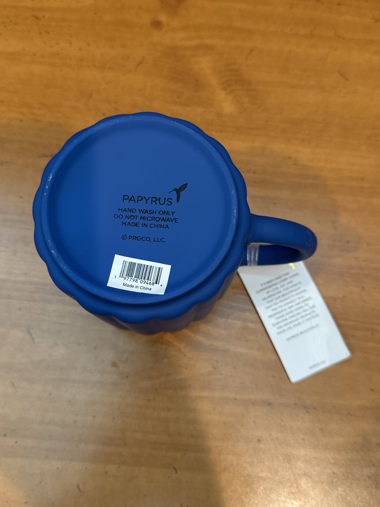 Papyrus Blue w/ Floral Interior Coffee Cup Mug 4 1/8" Tall New
