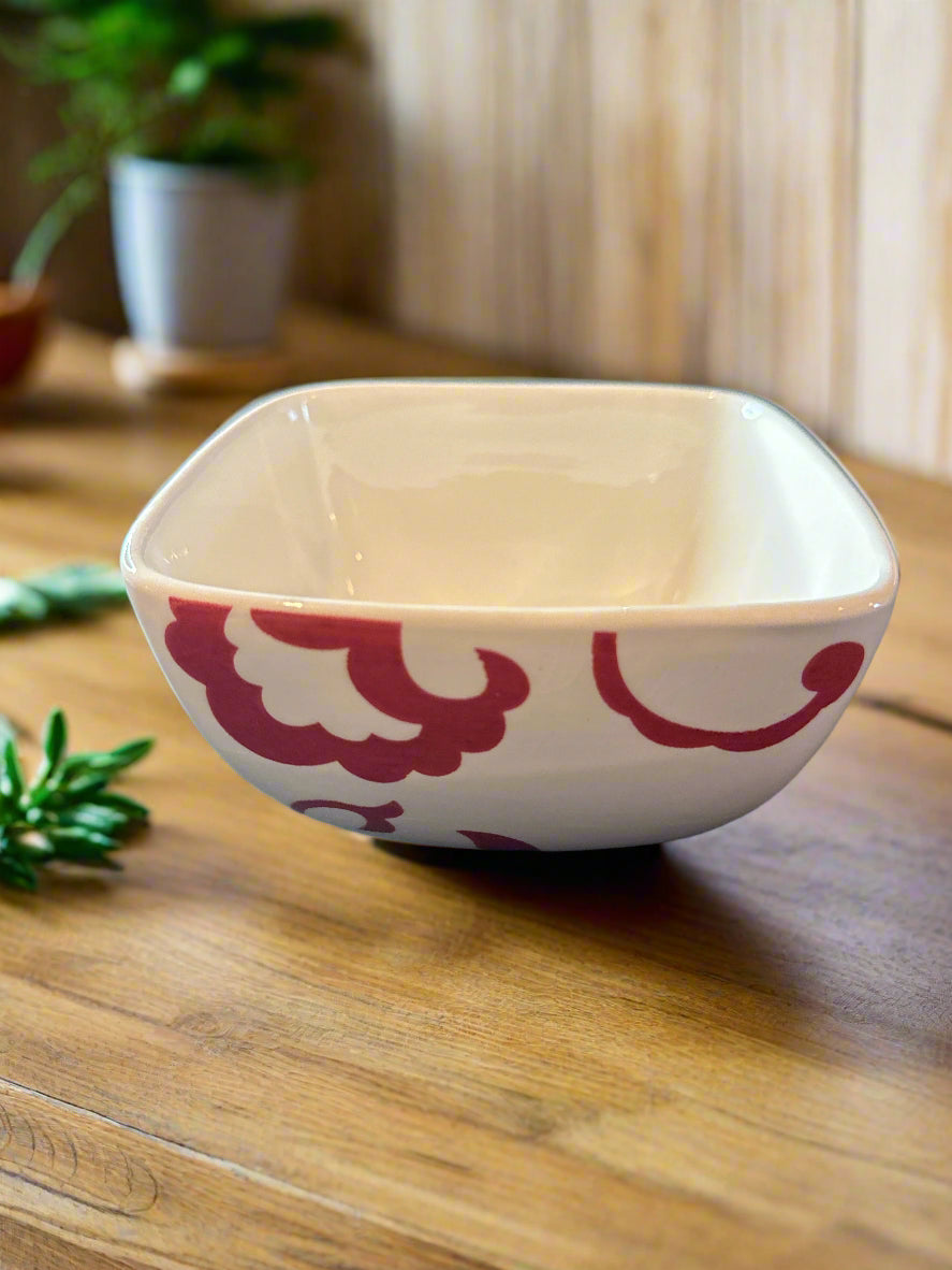Ceramic Decorative Bowl Sandra by Sandra Lee Red Design on White 5.5" Wide 3.25" Tall