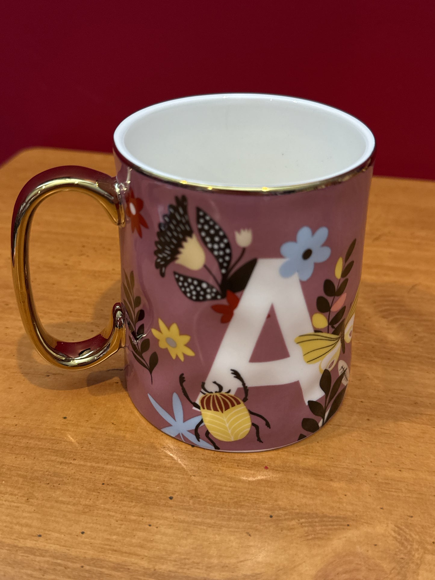 Sheffield Home Purple Butterfly Initial "A" Coffee Cup Mug 4 1/8" Tall New