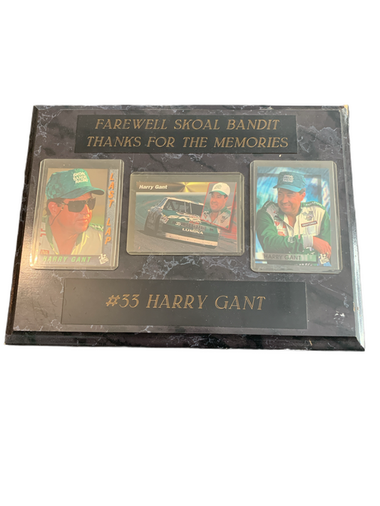 NASCAR Harry Gant Wood Plaque with Trading Cards and Farewell Message