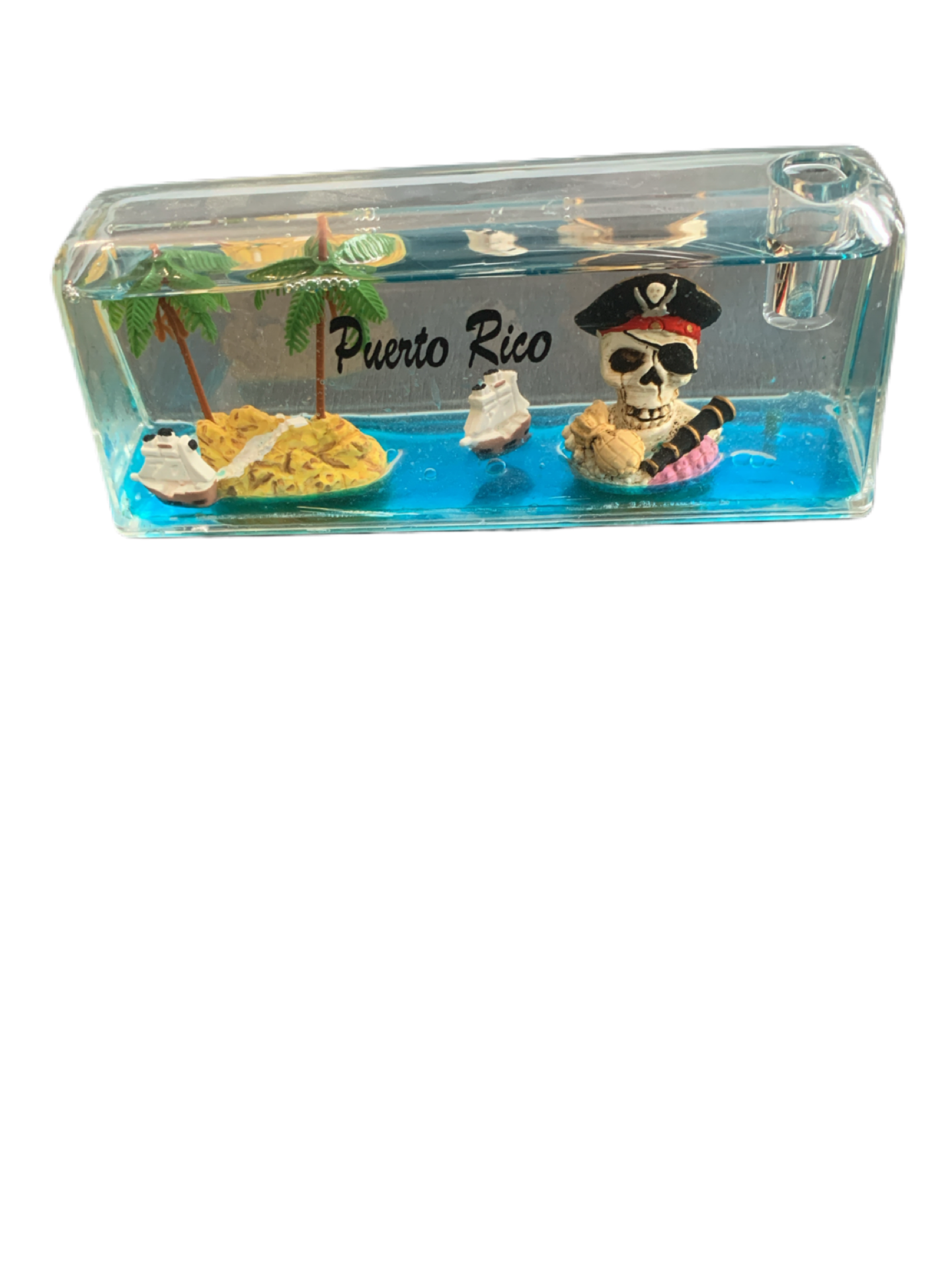 A Gift Corp "Puerto Rico" Liquid Wave Pirate Rectangular Single Pen Holder