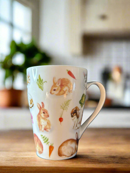 Run Rabbit Coffee Cup Mug 4.75" Tall by Paul Cardew English Bone China 15oz