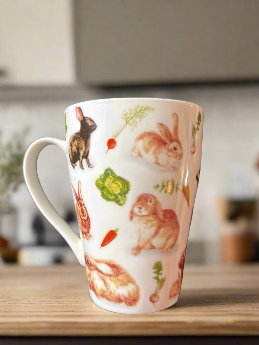 Run Rabbit Coffee Cup Mug 4.75" Tall by Paul Cardew English Bone China 15oz