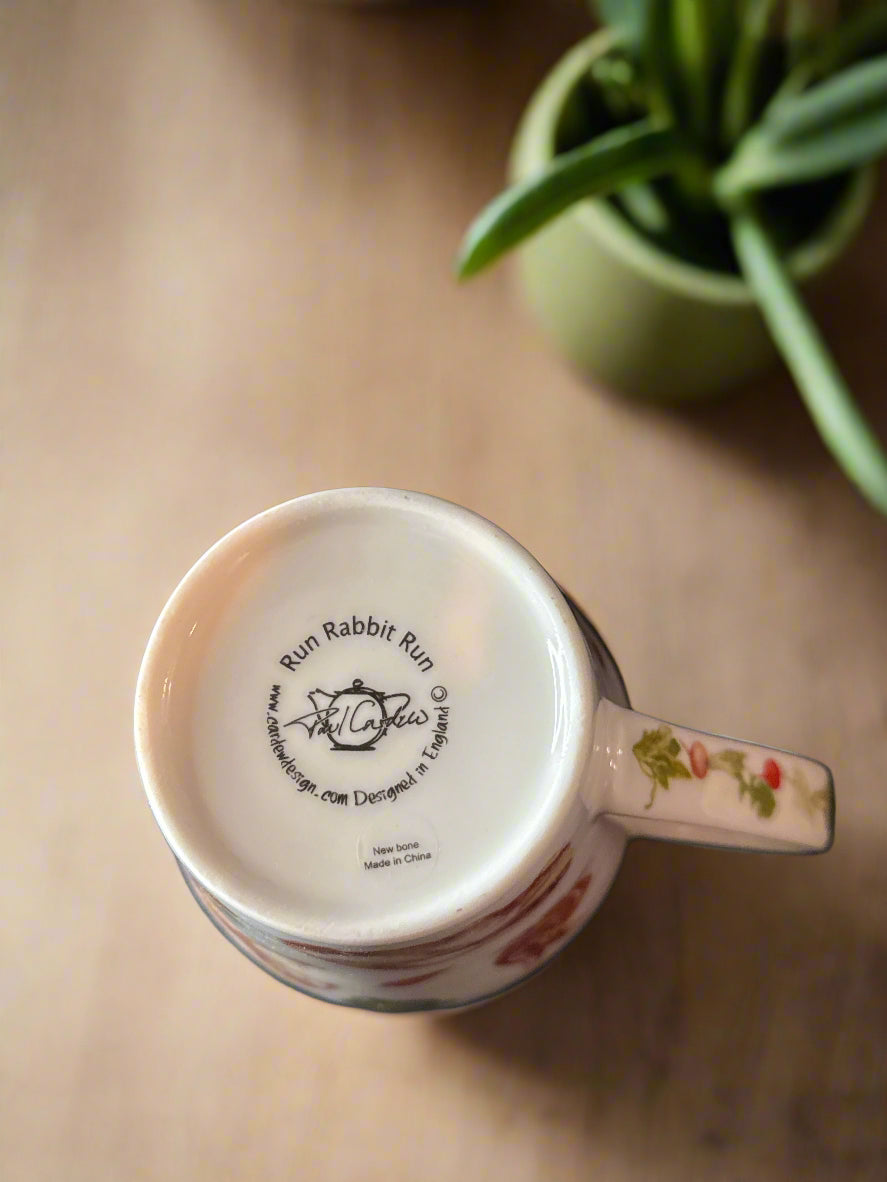 Run Rabbit Coffee Cup Mug 4.75" Tall by Paul Cardew English Bone China 15oz