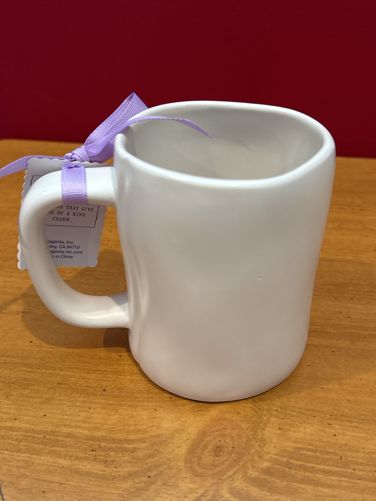 Rae Dunn "Mom" Purple Flowers Coffee Cup Mug 4 7/8" Tall New