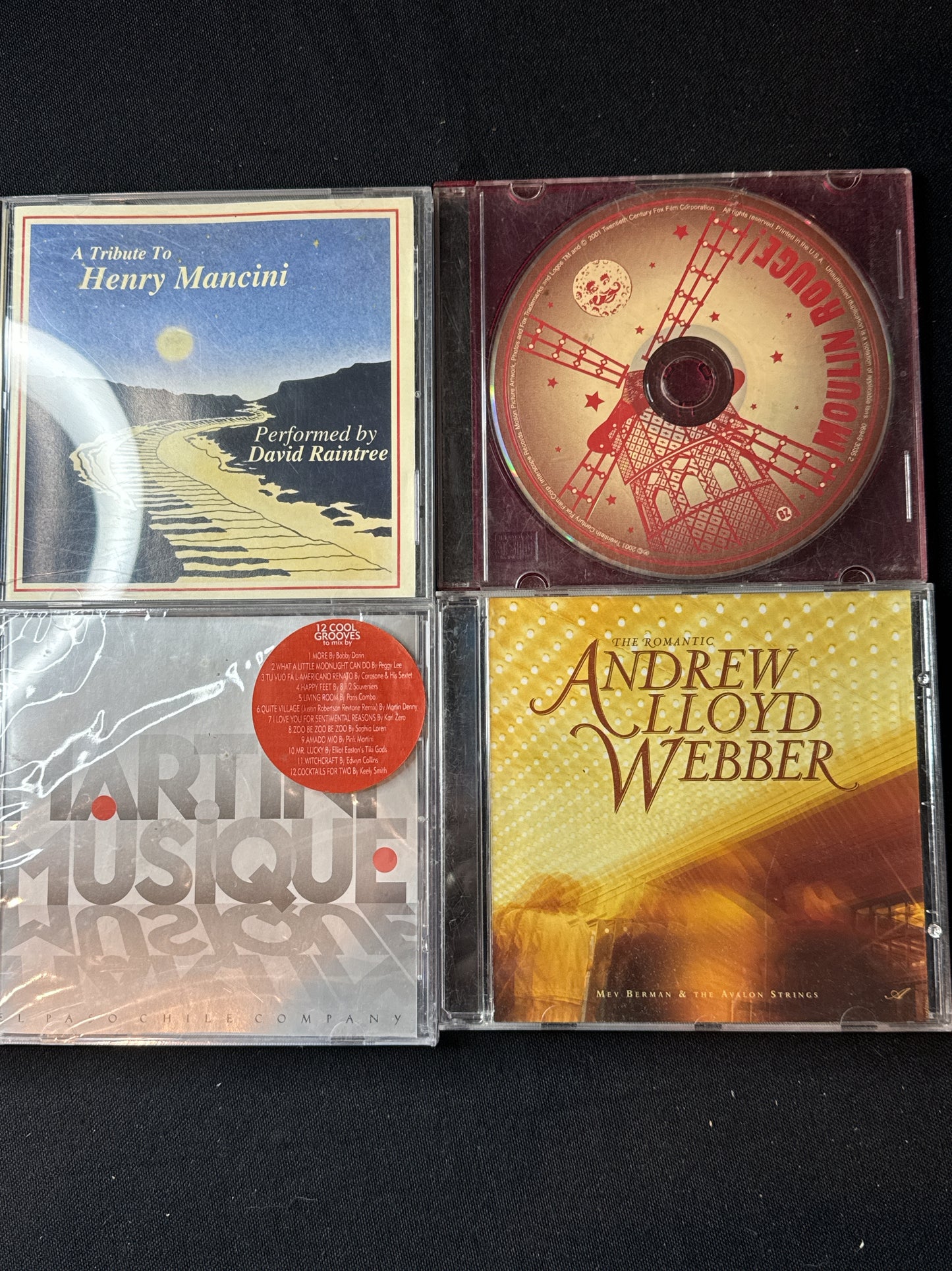 Miscellaneous Music 4 CDs Martini Musique, Andrew Lloyd Webber, Moulin Rouge, Henry Mancini