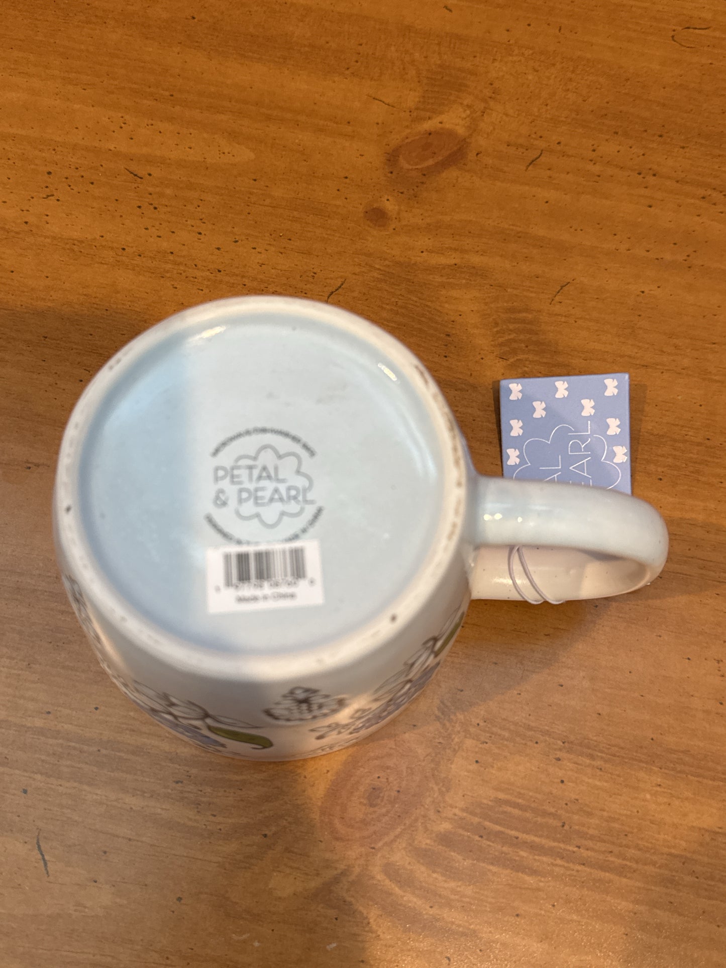Petal & Pearl Blue Floral Blue Interior Coffee Cup Mug 3.5" Tall New