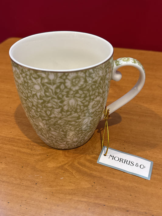 Morris & Co. Green Floral Coffee Cup Mug 4 1/8" Tall New
