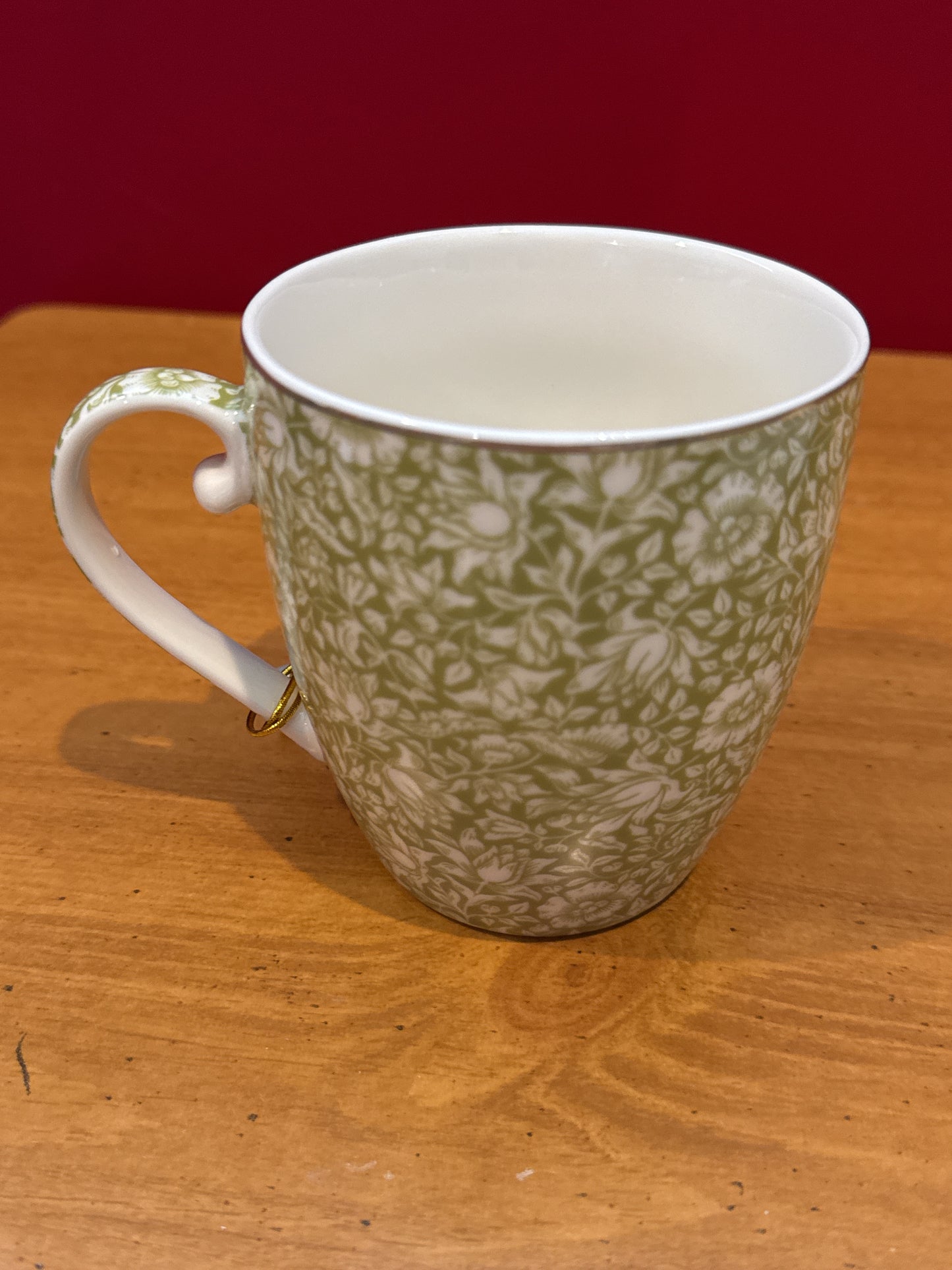 Morris & Co. Green Floral Coffee Cup Mug 4 1/8" Tall New