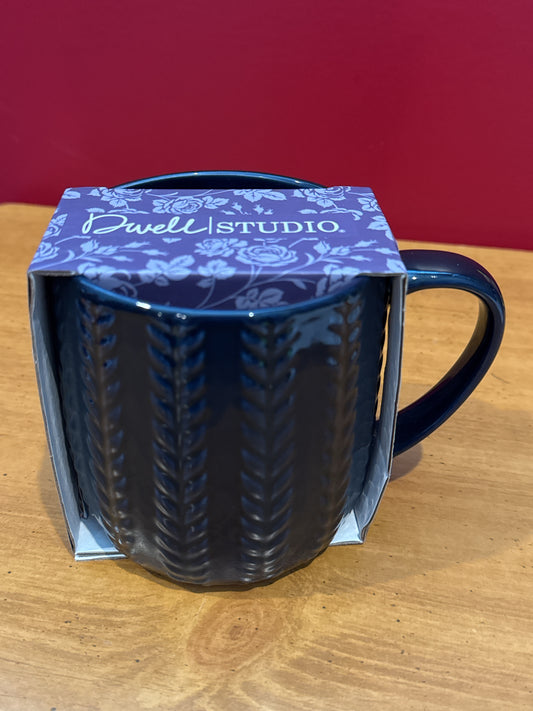 Dwell Studio Dark Blue Coffee Cup Mug 4.5" Tall New