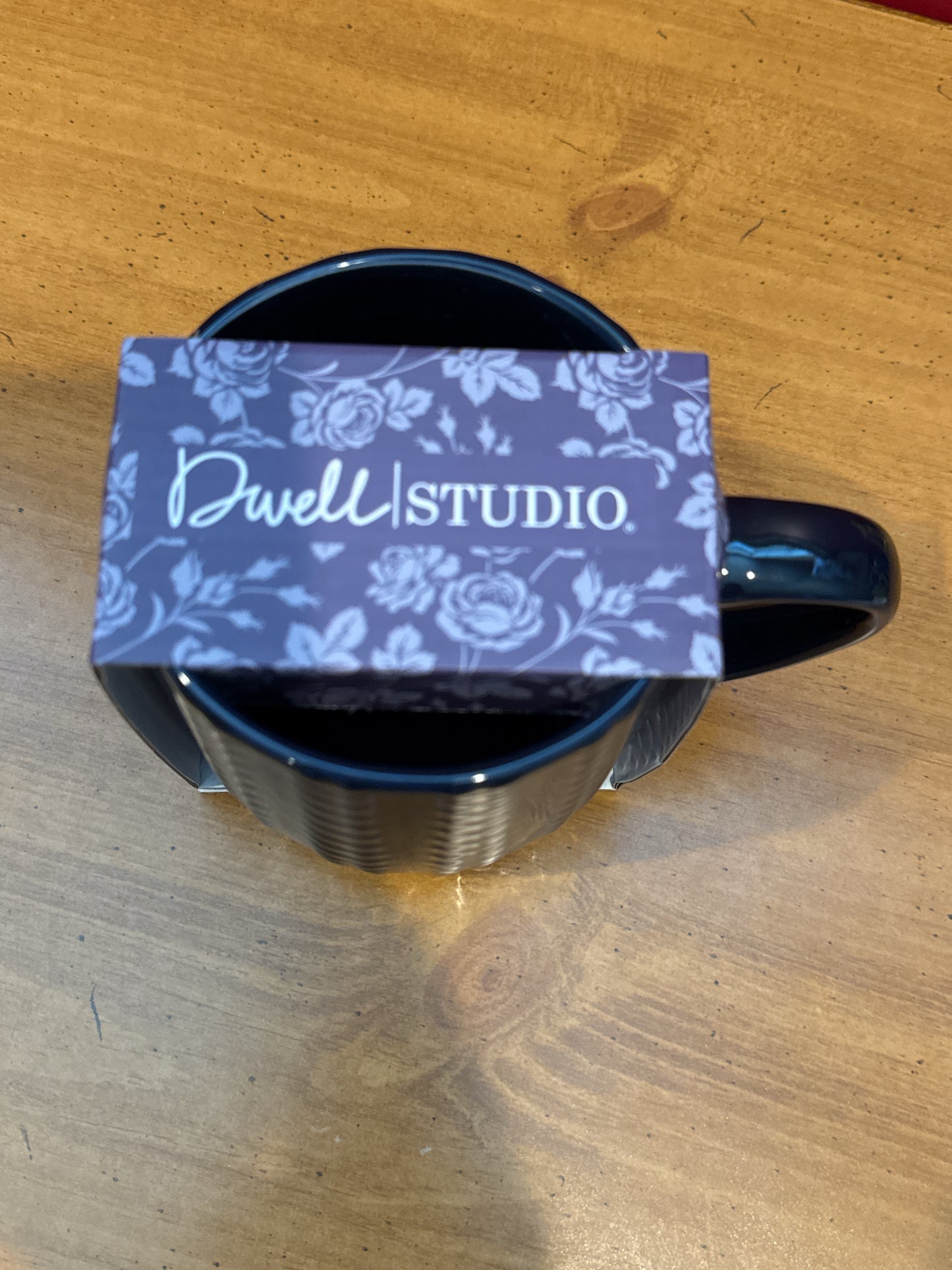 Dwell Studio Dark Blue Coffee Cup Mug 4.5" Tall New