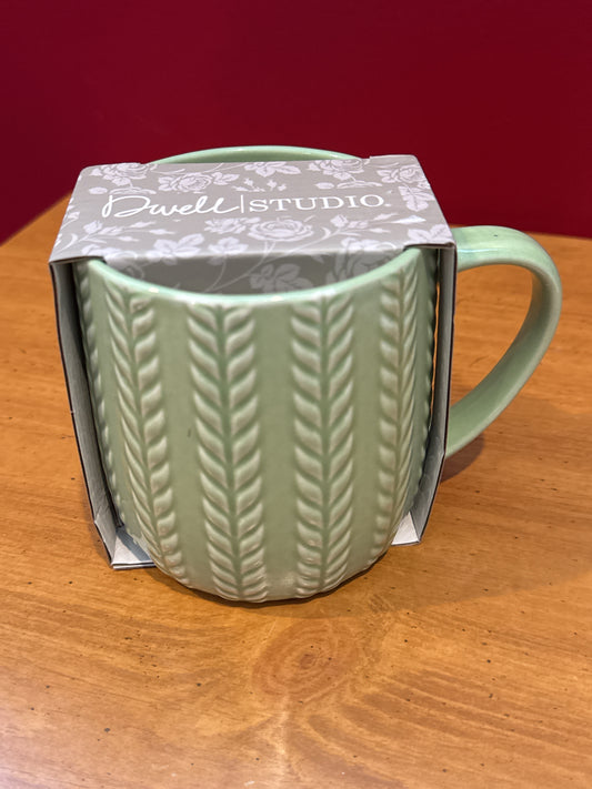 Dwell Studio Green Floral Coffee Cup Mug 4.5" Tall New