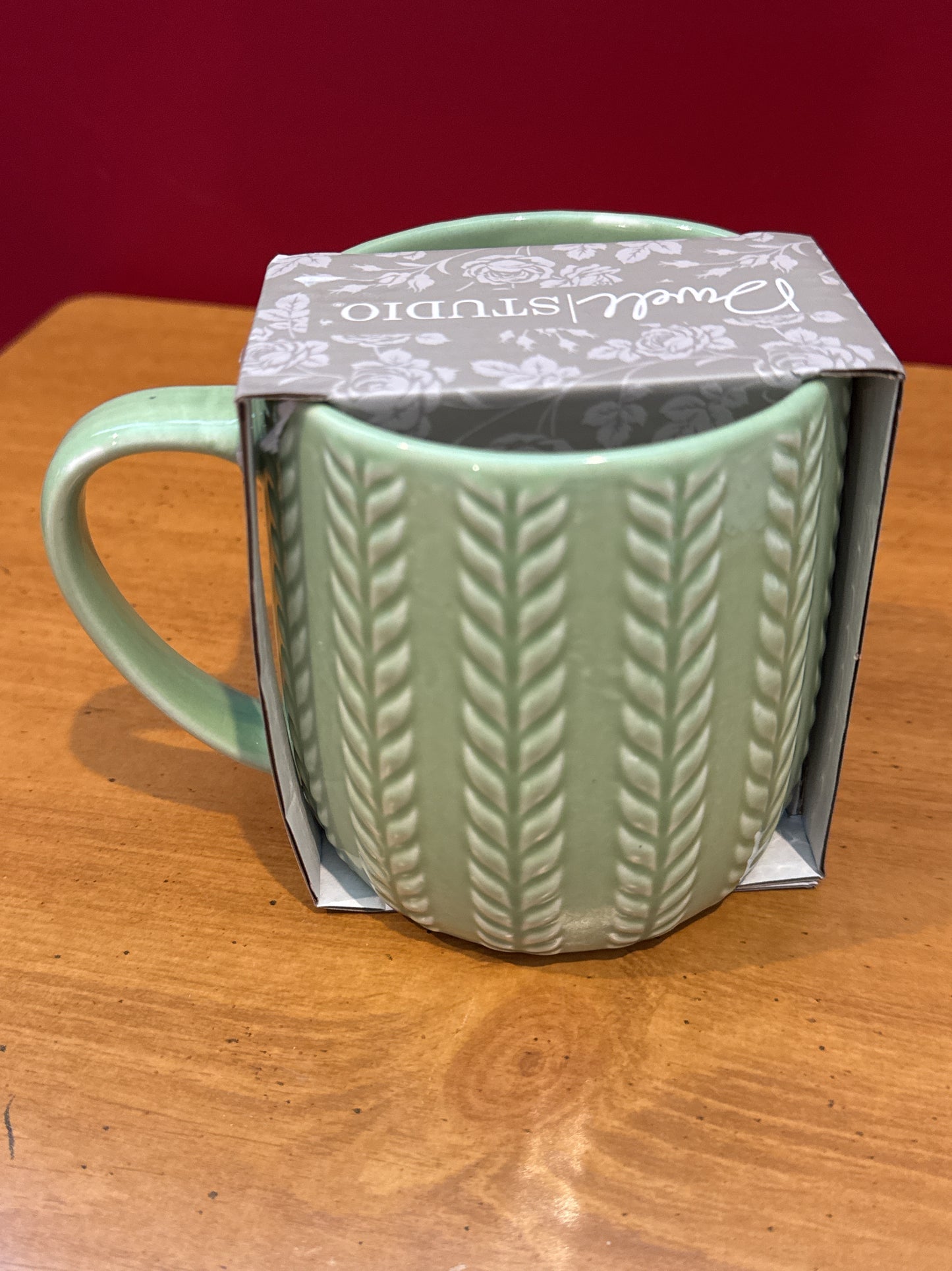 Dwell Studio Green Floral Coffee Cup Mug 4.5" Tall New