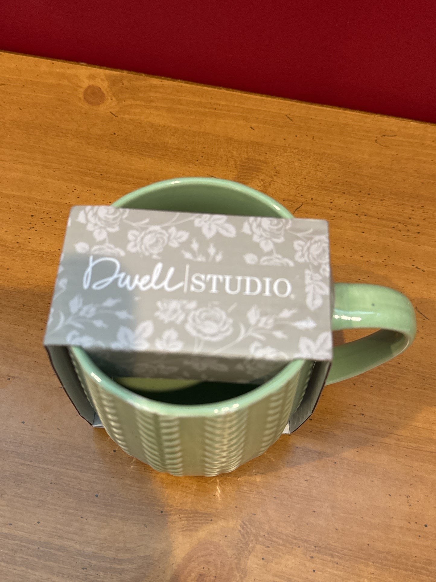 Dwell Studio Green Floral Coffee Cup Mug 4.5" Tall New