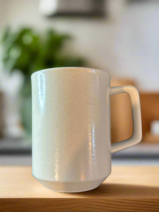 Vintage Ceramic Sandstone Speckled Coffee Cup Mug Square Handle Unbranded 4.5" Tall