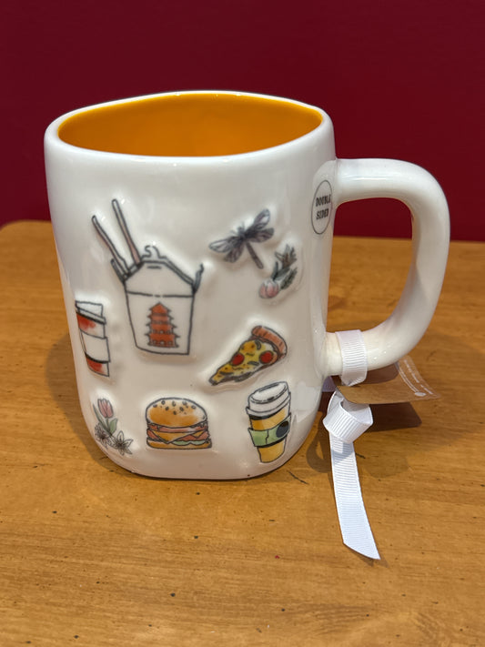 Rae Dunn Gilmore Girls Orange Interior 3D Pictures Coffee Cup Mug 4 7/8" Tall New