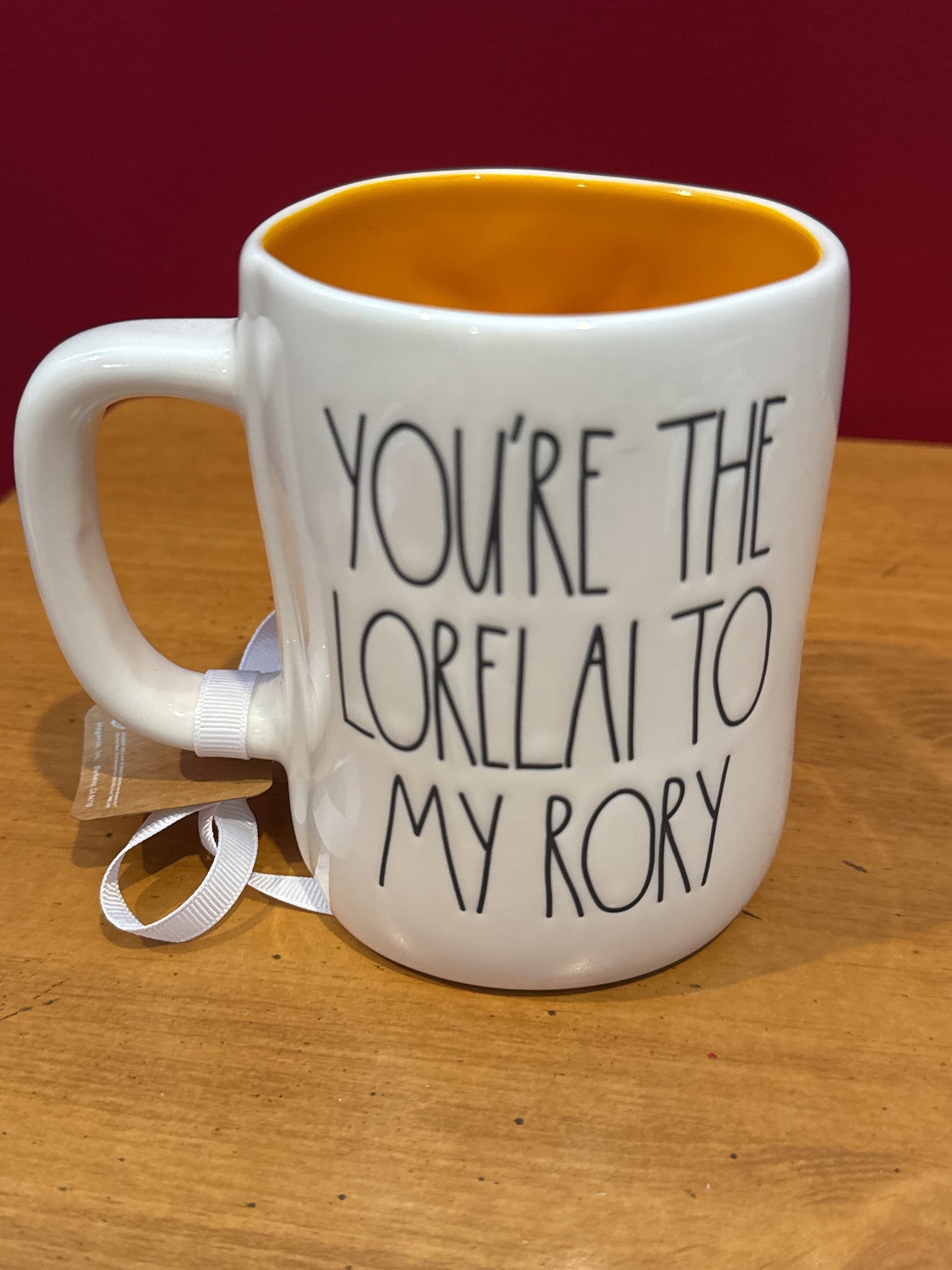 Rae Dunn Gilmore Girls Orange Interior 3D Pictures Coffee Cup Mug 4 7/8" Tall New