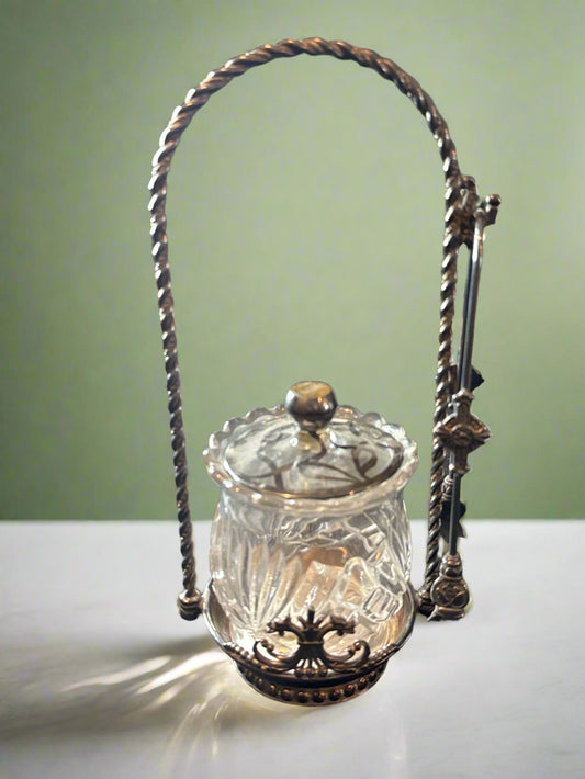 James W. Tufts of Boston Vaseline Glass Jar Quadruple Plate Uranium Glass 9.5" Tall MINT