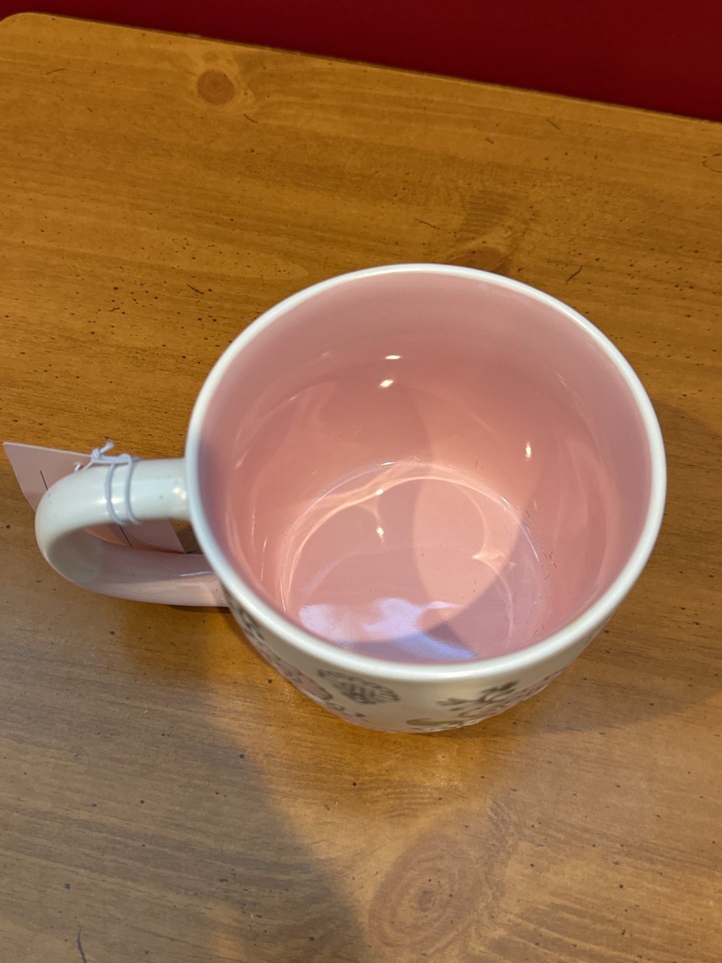 Petal & Pearl Pink Floral Pink Interior Coffee Cup Mug 3.5" Tall New