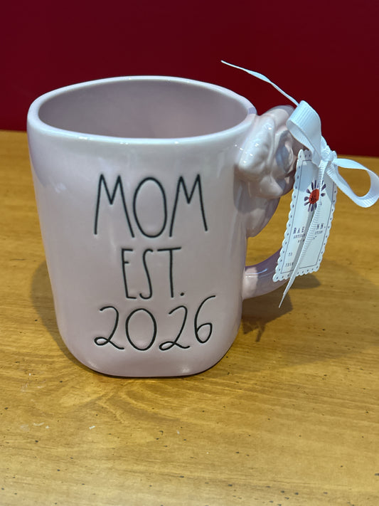 Rae Dunn "Mom Est. 2026" Lilac Interior Coffee Cup Mug 5" Tall New