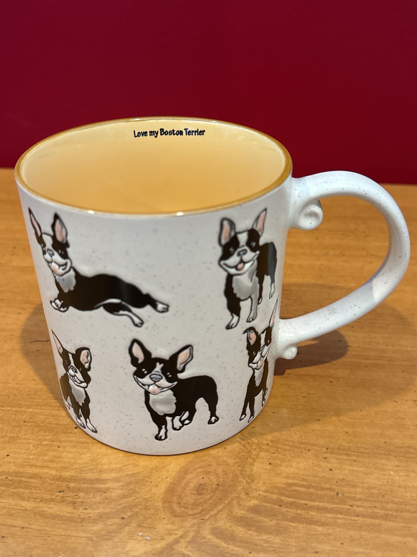 Spectrum Designz Boston Terrier Yellow Interior Coffee Cup Mug 4.5" Tall New