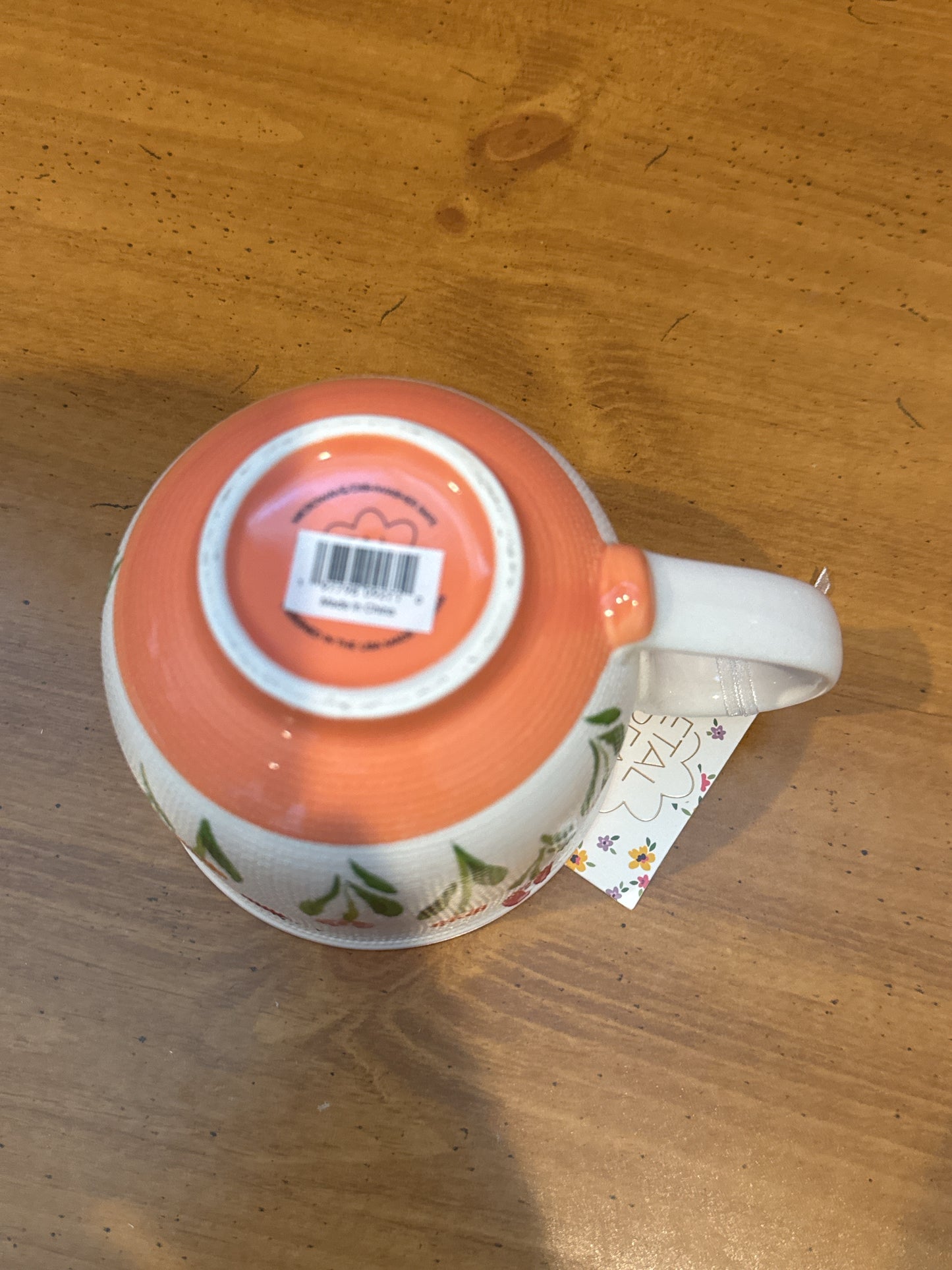 Petal & Pearl Orange Textured Floral Coffee Cup Mug 4" Tall New
