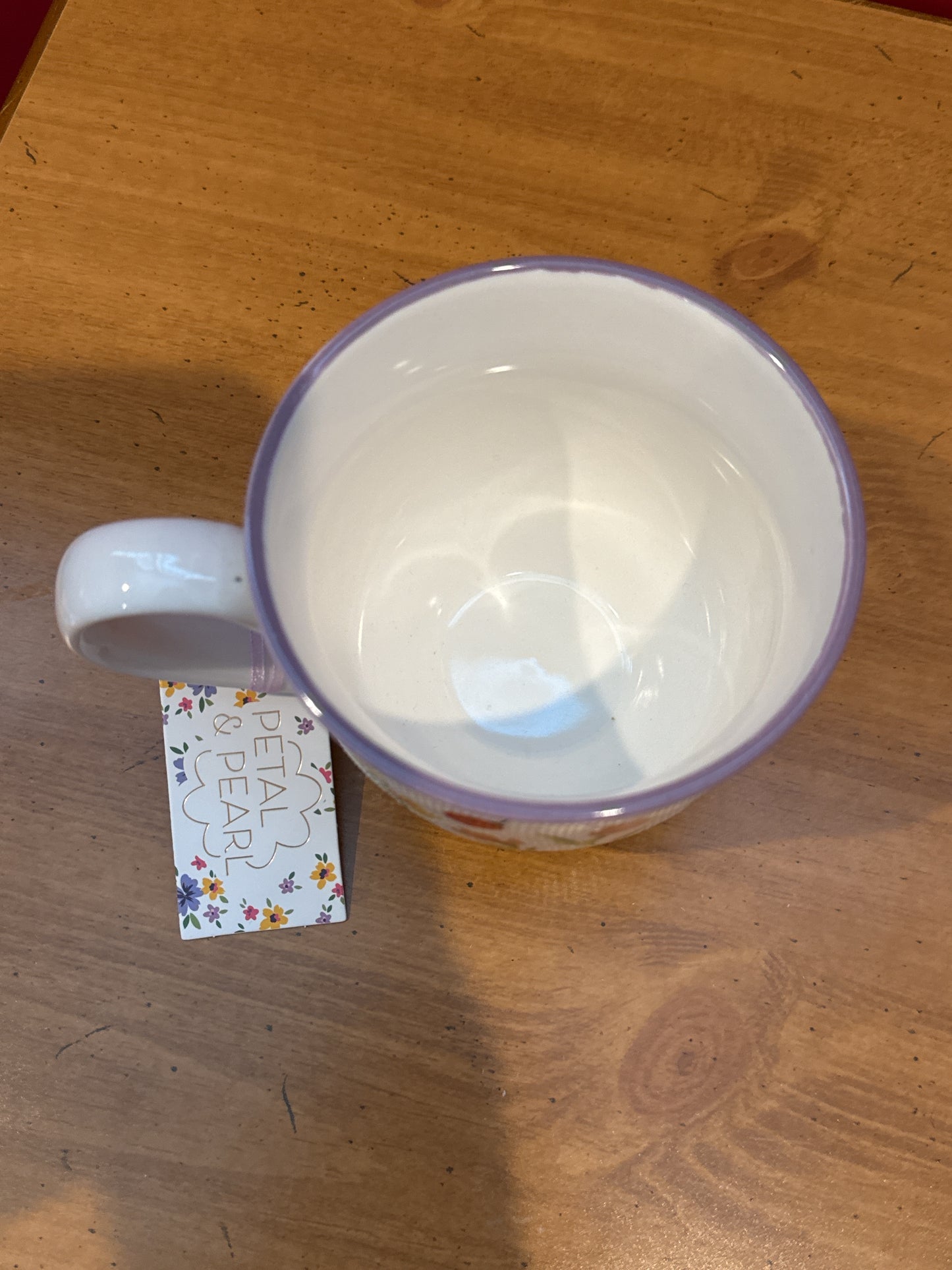 Petal & Pearl Purple Textured Floral Coffee Cup Mug 4" Tall New