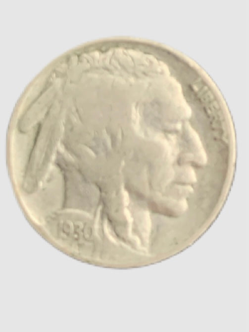 1930 Buffalo Nickel, Indian Head 5 Cents No Mint Mark