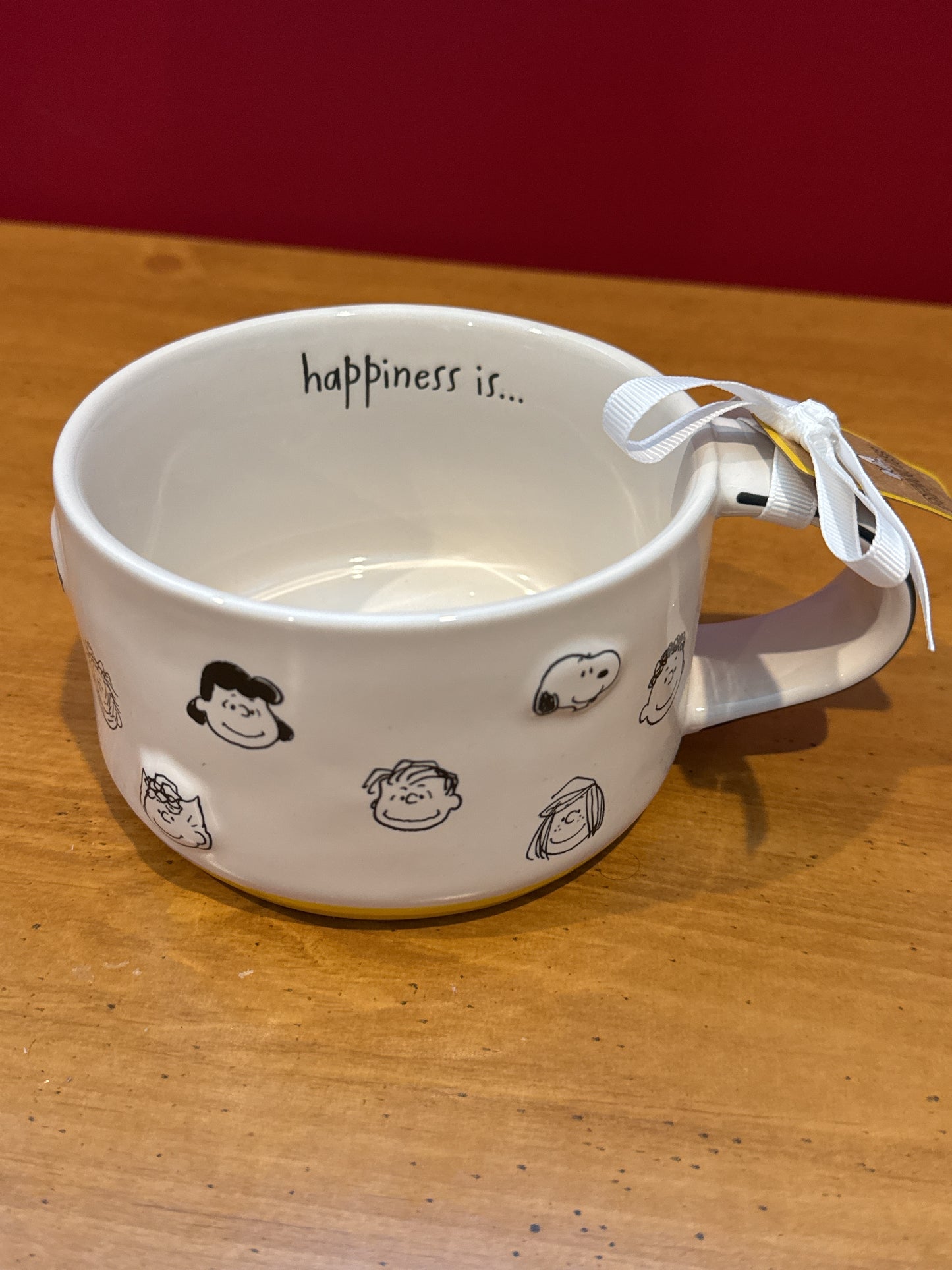 Rae Dunn Peanuts Gang 3D Happiness Is... Coffee Mug Cup 3" Tall New with Tags