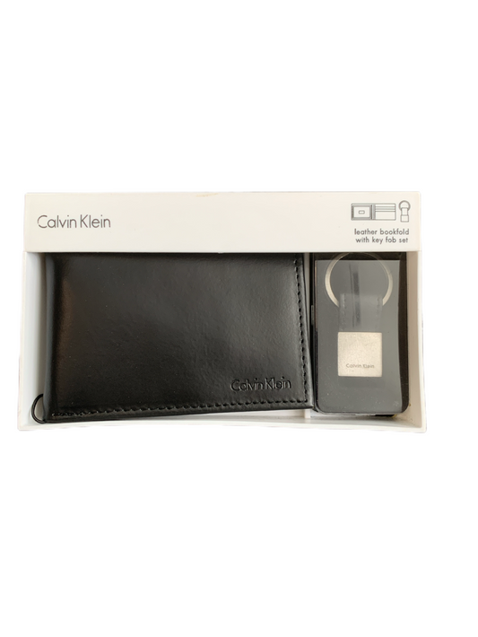 Calvin Klein Bi-Fold Leather Wallet with Key Fob Set Still in Box