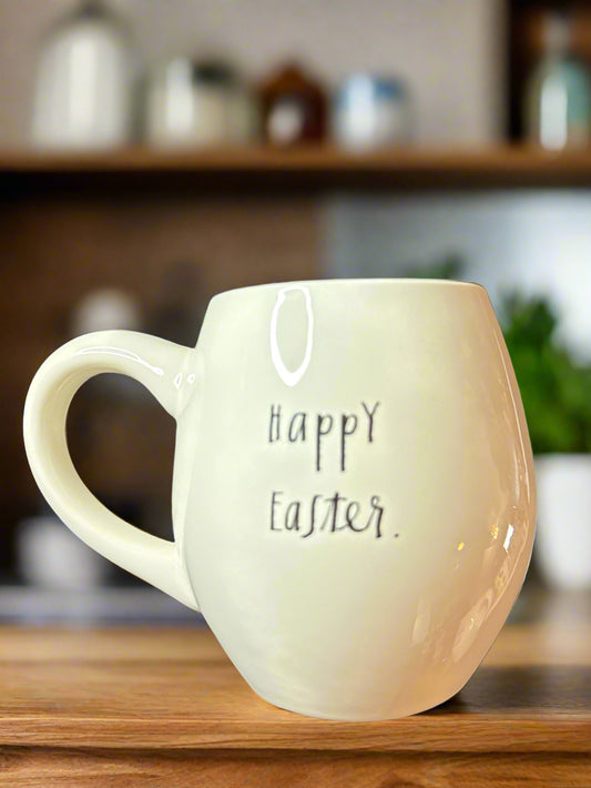 Rae Dunn Artisan Collection by Magenta "Happy Easter" Egg Green Coffee Cup Mug 4.5" Tall