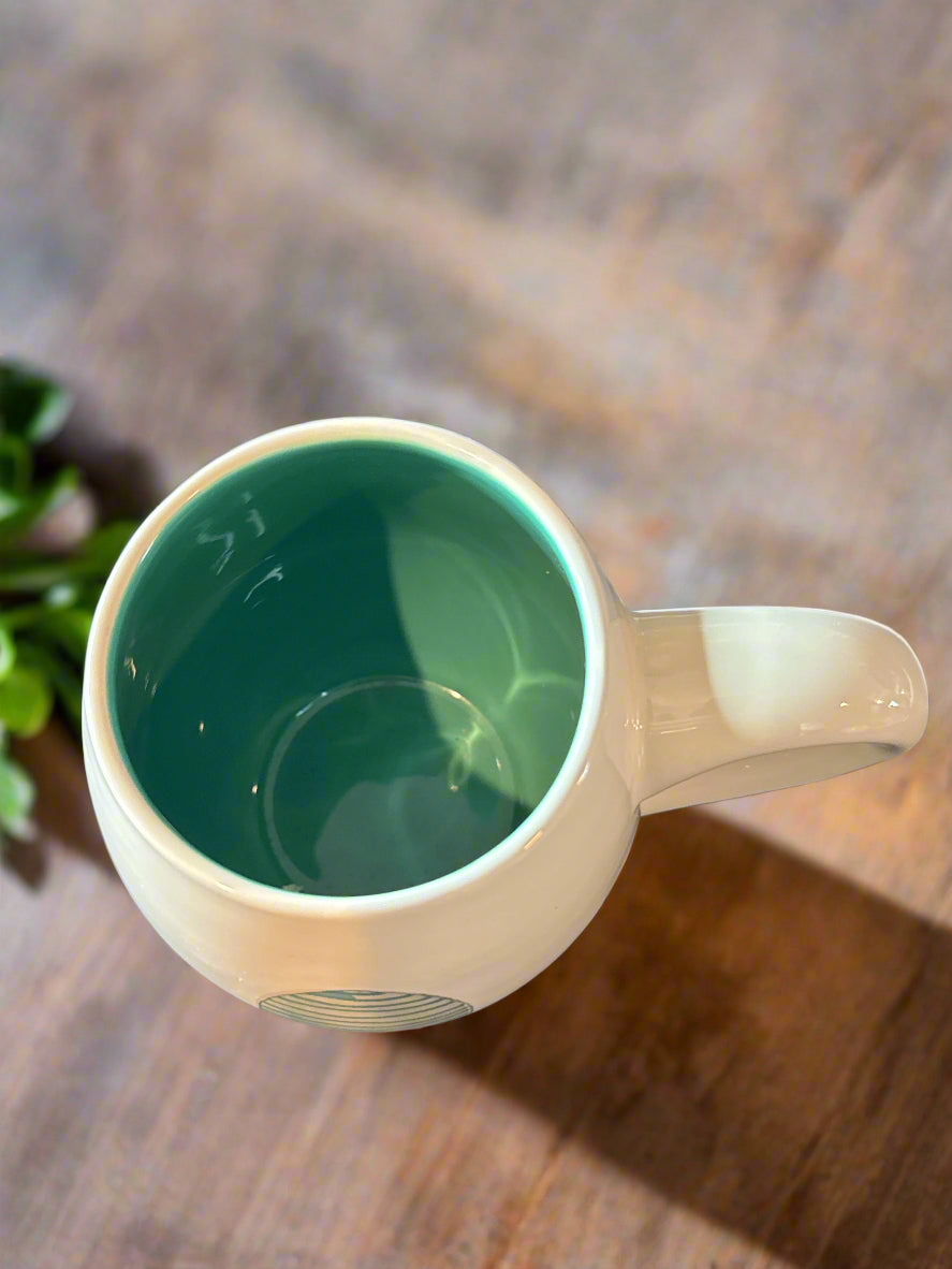 Rae Dunn Artisan Collection by Magenta "Happy Easter" Egg Green Coffee Cup Mug 4.5" Tall