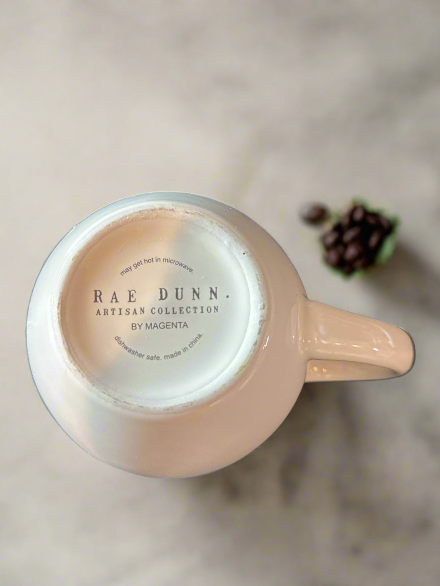 Rae Dunn Artisan Collection by Magenta "Happy Easter" Egg Green Coffee Cup Mug 4.5" Tall