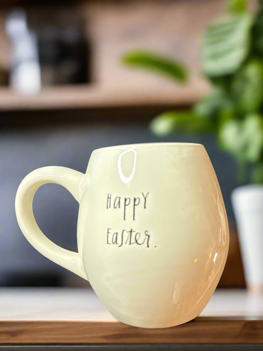 Rae Dunn Artisan Collection by Magenta "Happy Easter" Egg Pink Coffee Cup Mug 4.5" Tall