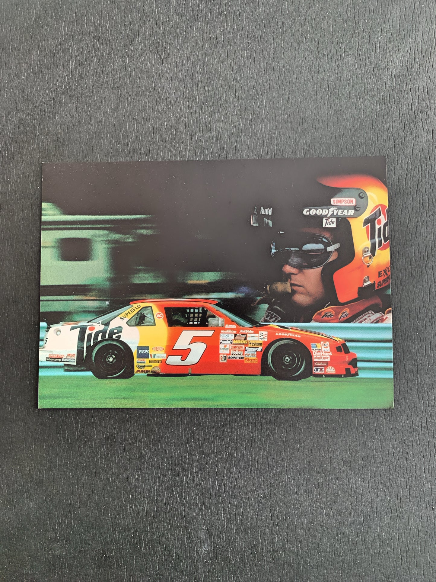 Ricky Rudd 1993 NASCAR Winston Cup Tide 5X 7 Photo Stat Card with Schedule on Back