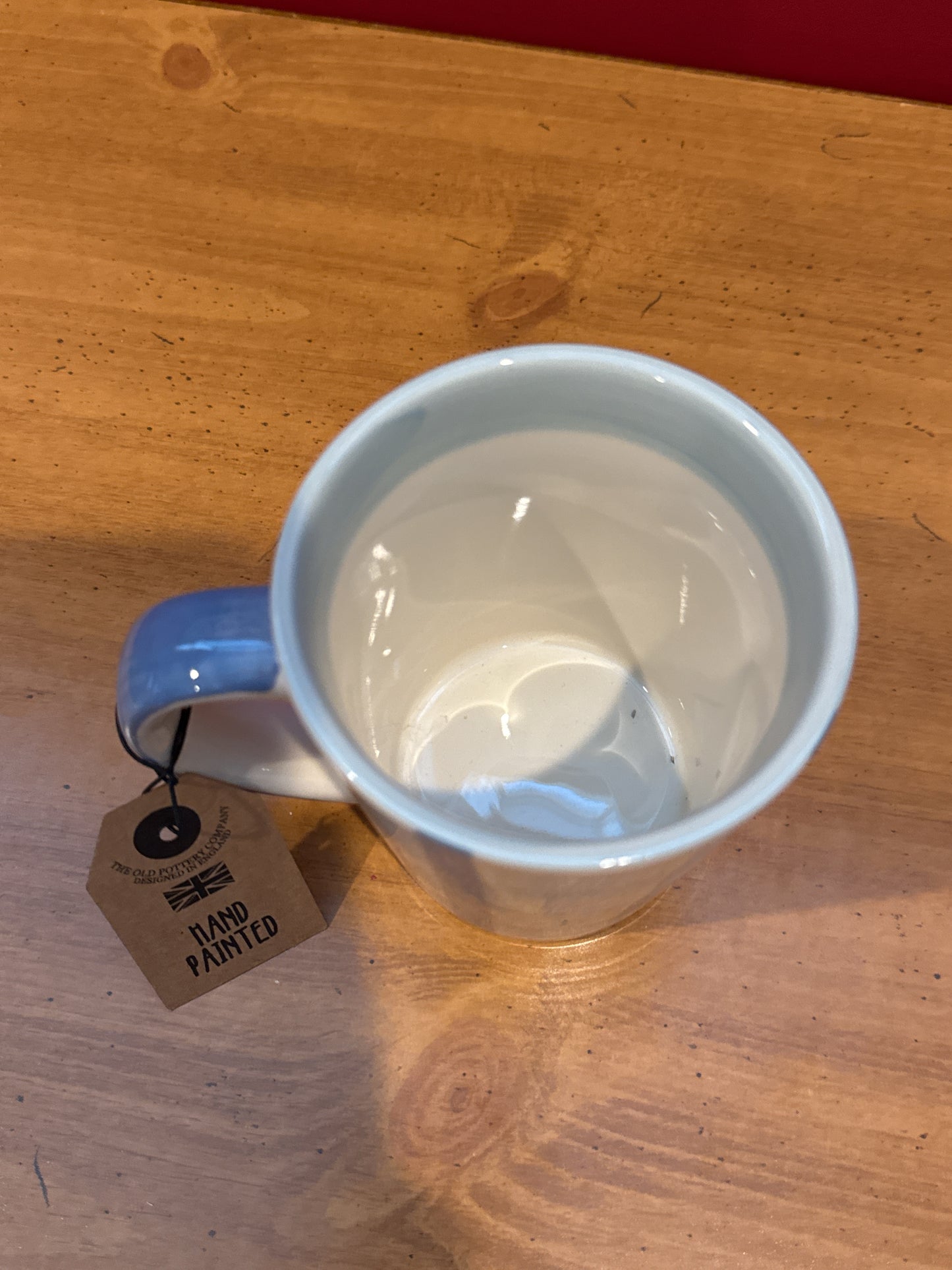 The Old Pottery Blue & White Plaid Ceramic Coffee Mug Cup 4.5" Tall New with Tags