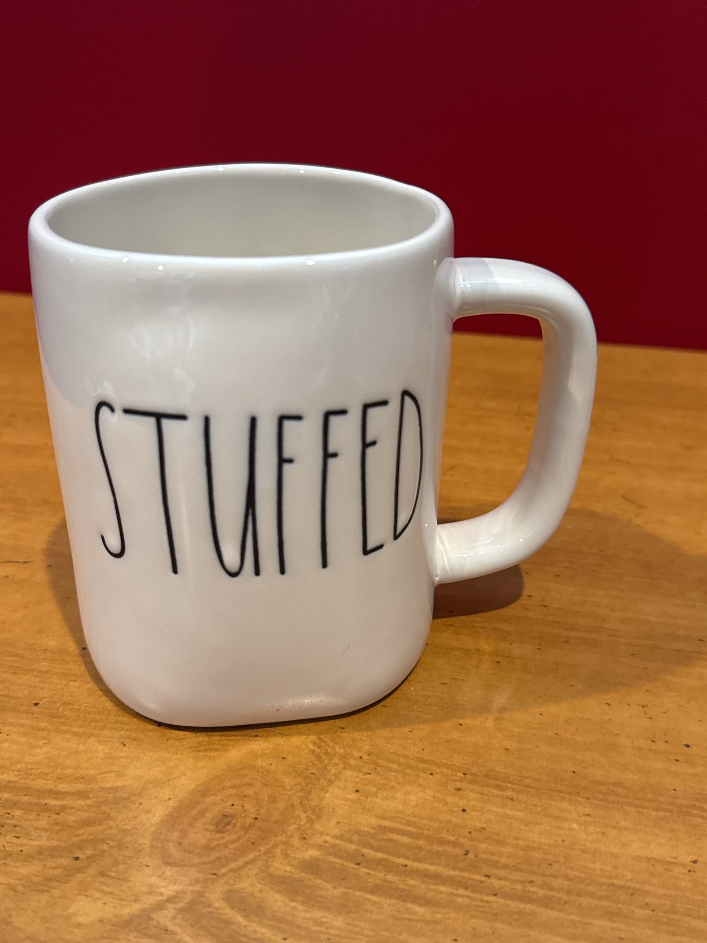 Rae Dunn "Stuffed" White Coffee Cup Mug 4.75" Tall New