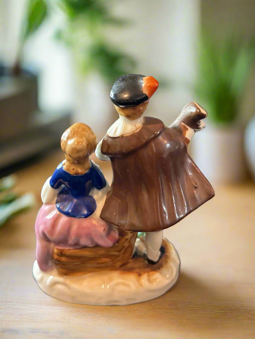 Porcelain Vintage Ceramic Occupied Japan Figurine Victorian Man Woman Guitar 5.75" Tall