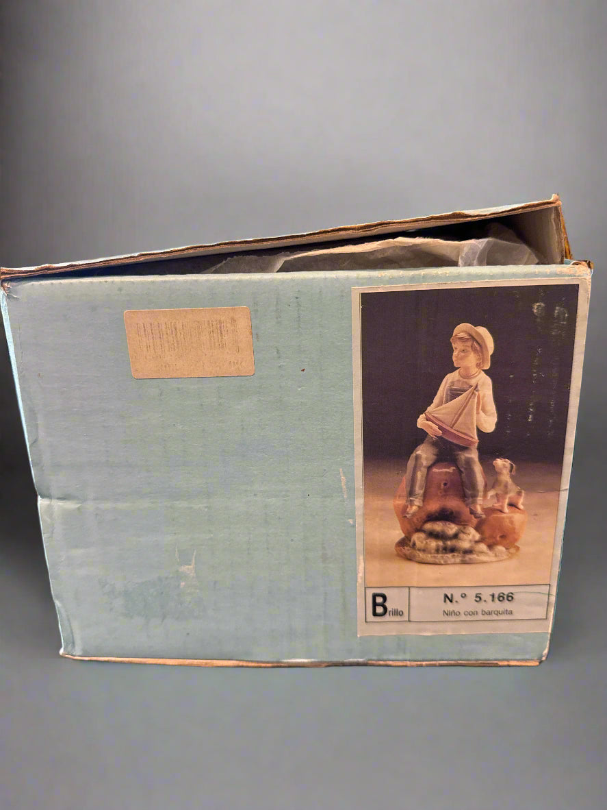 LLadro Box Only for 5166 Sea Fever Boy w/ Boat & Dog Figurine 12.75" Long