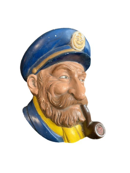 Nautical Boat Captain Sailor Face Wall Mount Figure Smoking Pipe Decor